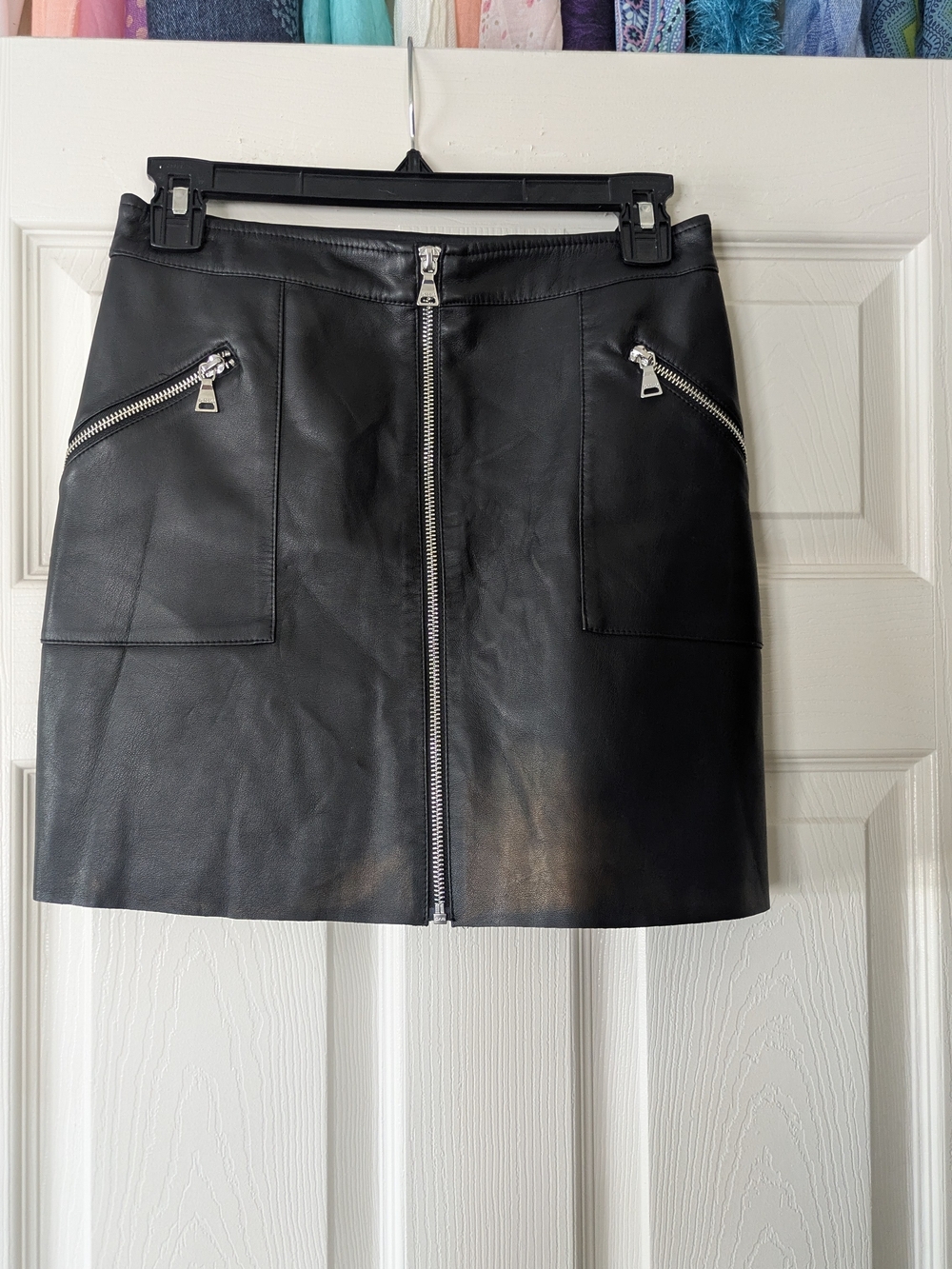 Express Black Faux Leather Zip-Front Mini Skirt
